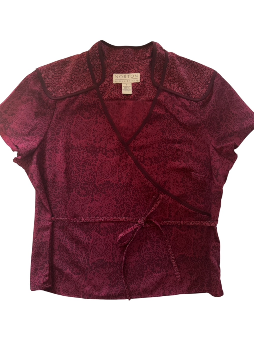 Norton McNaughton Burgundy Floral Print Top size medium